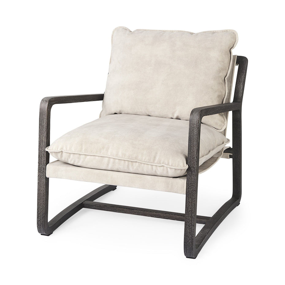 Fabric Lounge Chair - Cream / Black