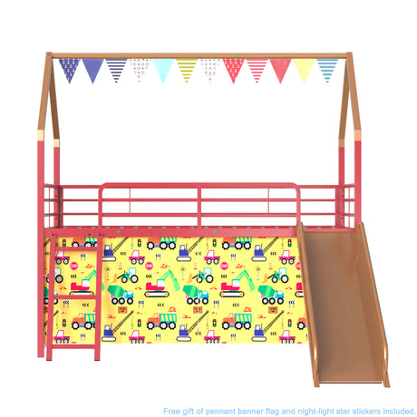 Jack - House Loft Bed With Slide And Curtain Set - view 32