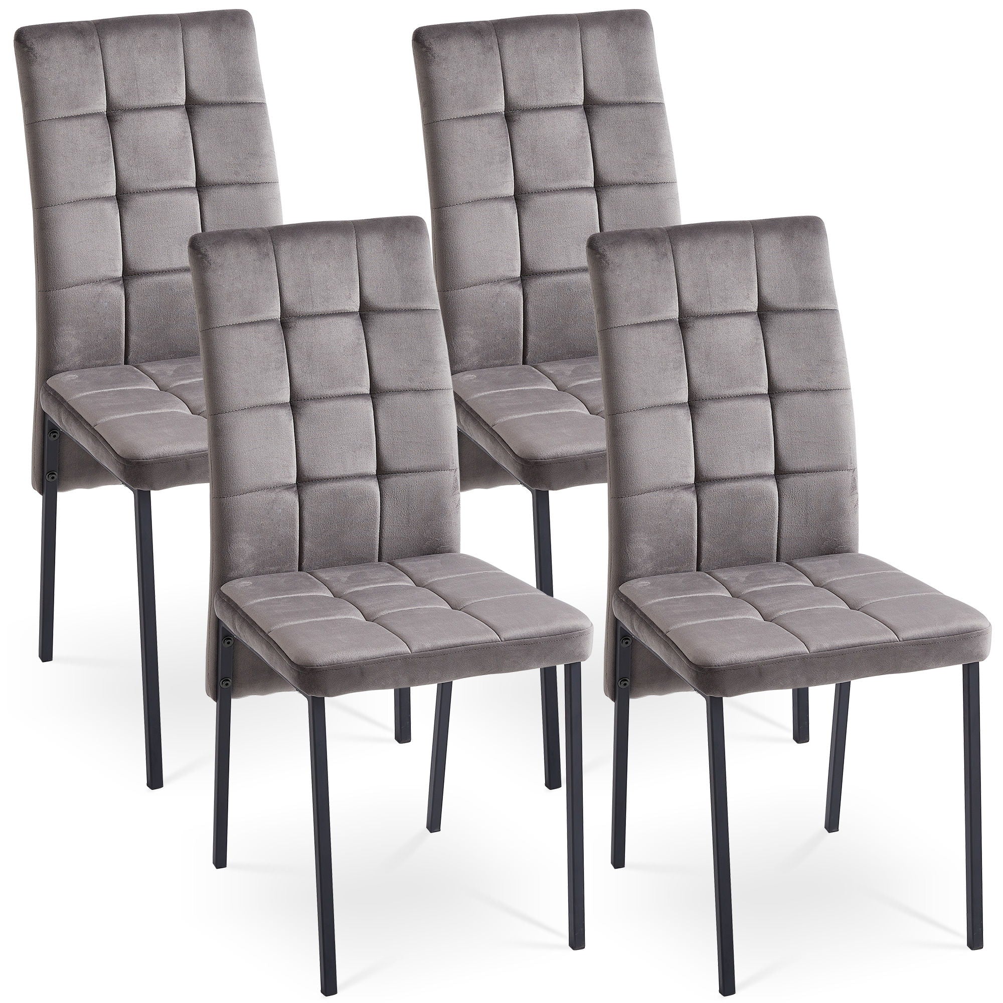 Velvet High Back Nordic Dining Chair Modern Fabric Chair With Black Legs (Set of 2)