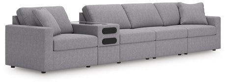Modmax - Granite - Sectional Gray 5 Pc. Sectional With Audio Console by Signature Design by Ashley® | Bel Furniture