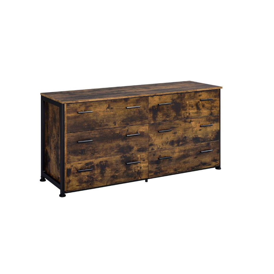 Six Drawer Double Dresser - Brown / Black