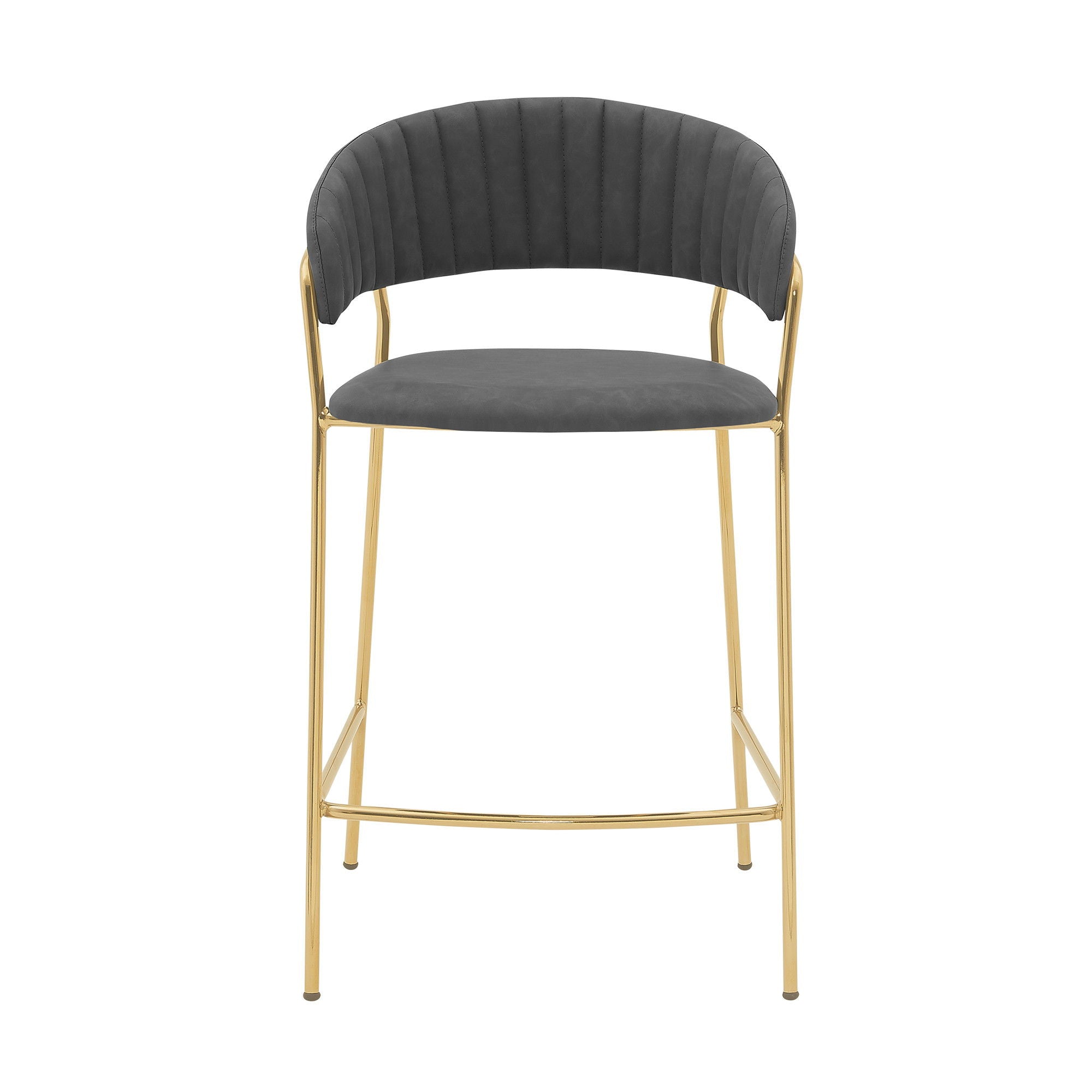 Low Back Counter Height Bar Chair - Gray / Gold