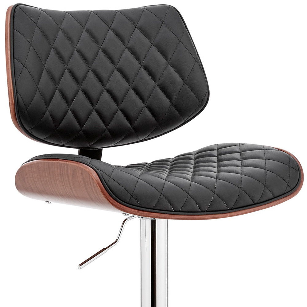 45" Faux Leather Swivel Low Back Adjustable Height Bar Chair - Black / Silver