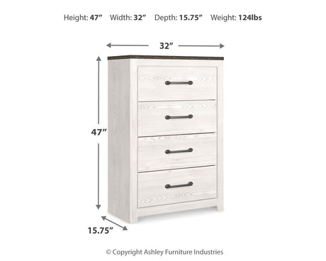 Gerridan - Four Drawer Chest - White / Gray - view 4