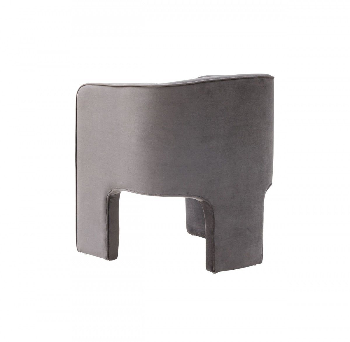 Contemporary Velvet Three Legged Chair - Dark Gray