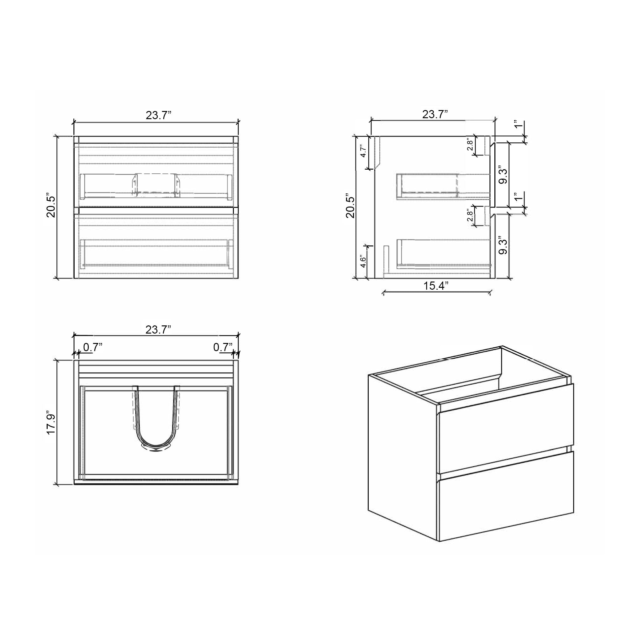 Alice - Bathroom Vanity With Sink, Large Storage Wall Mounted Floating Bathroom Vanity For Modern Bathroom, One-Piece Sink Basin Without Drain And Faucet