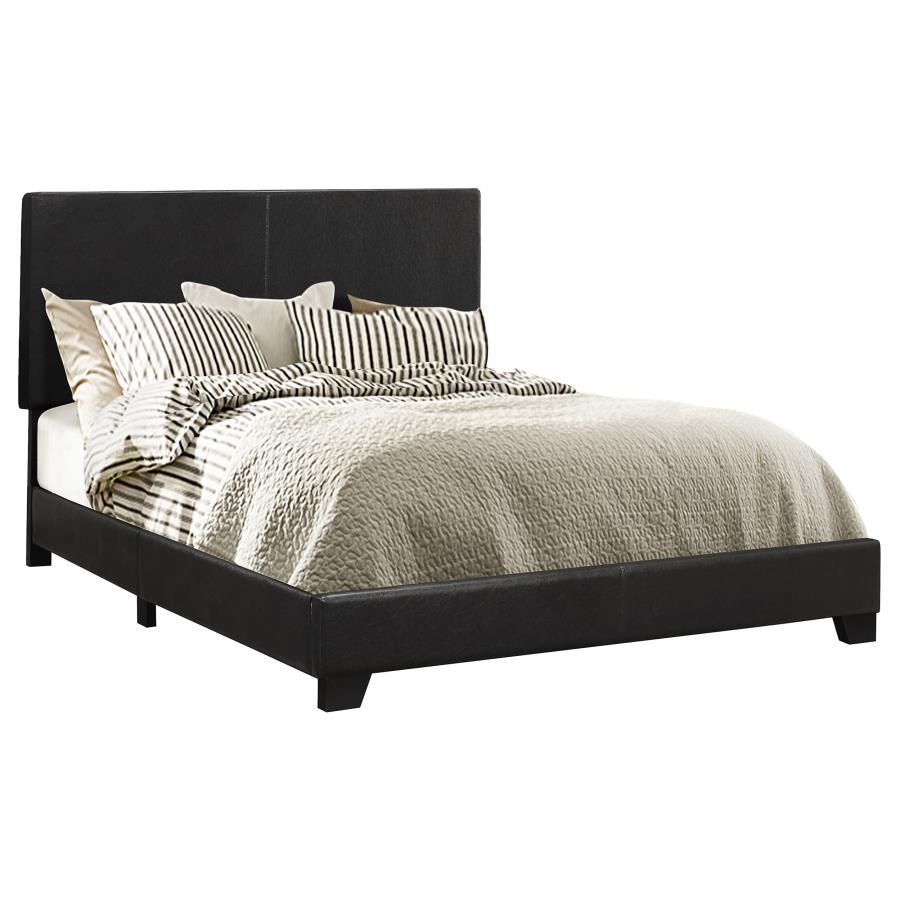 Dorian - Upholstered Panel Bed Black Queen Faux Leather by CoasterEveryday | Bel Furniture