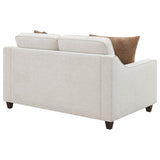 Christine - Upholstered Sloped Arm Loveseat - Beige by CoasterElevations | Bel Furniture