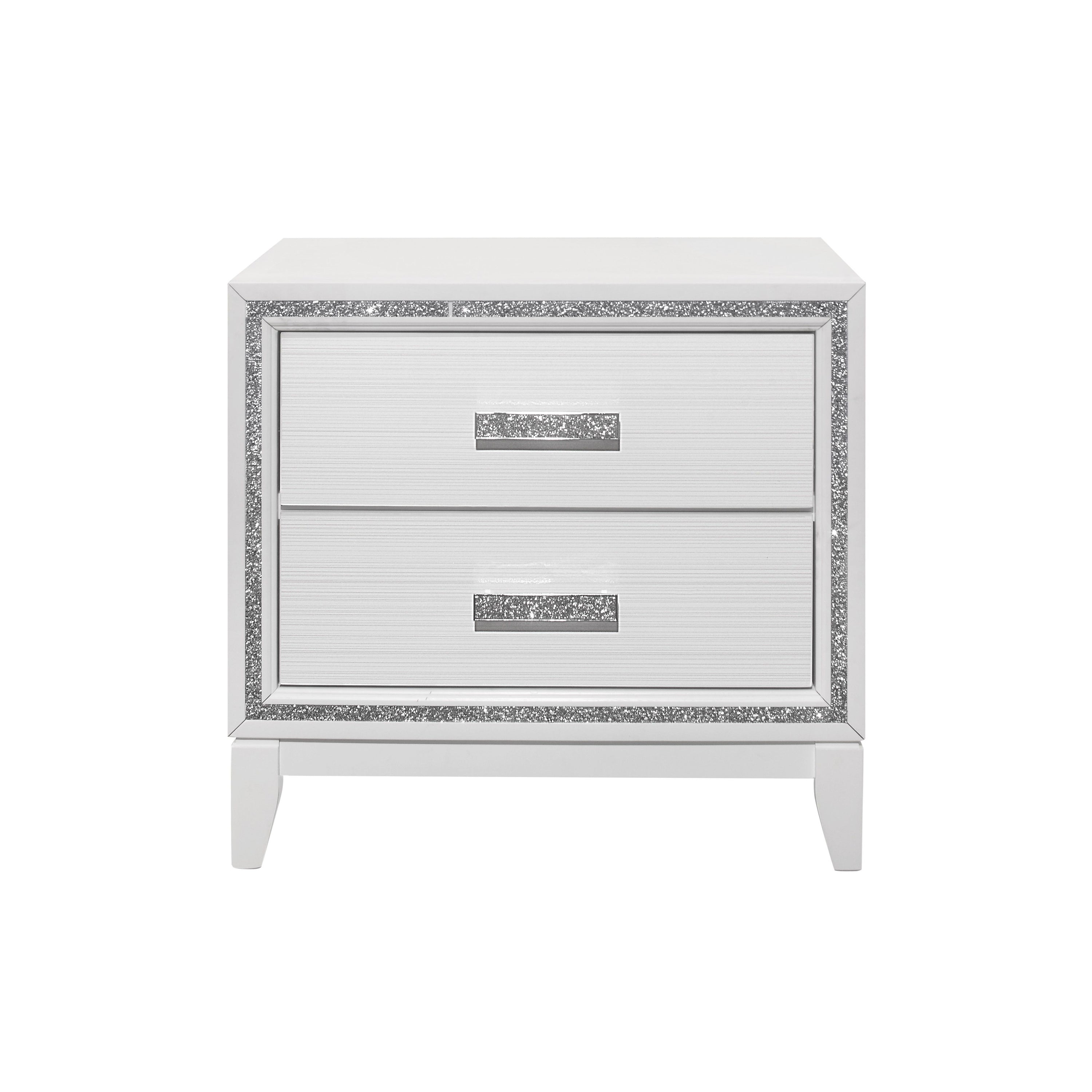 Almera - Glitter Nightstand - White