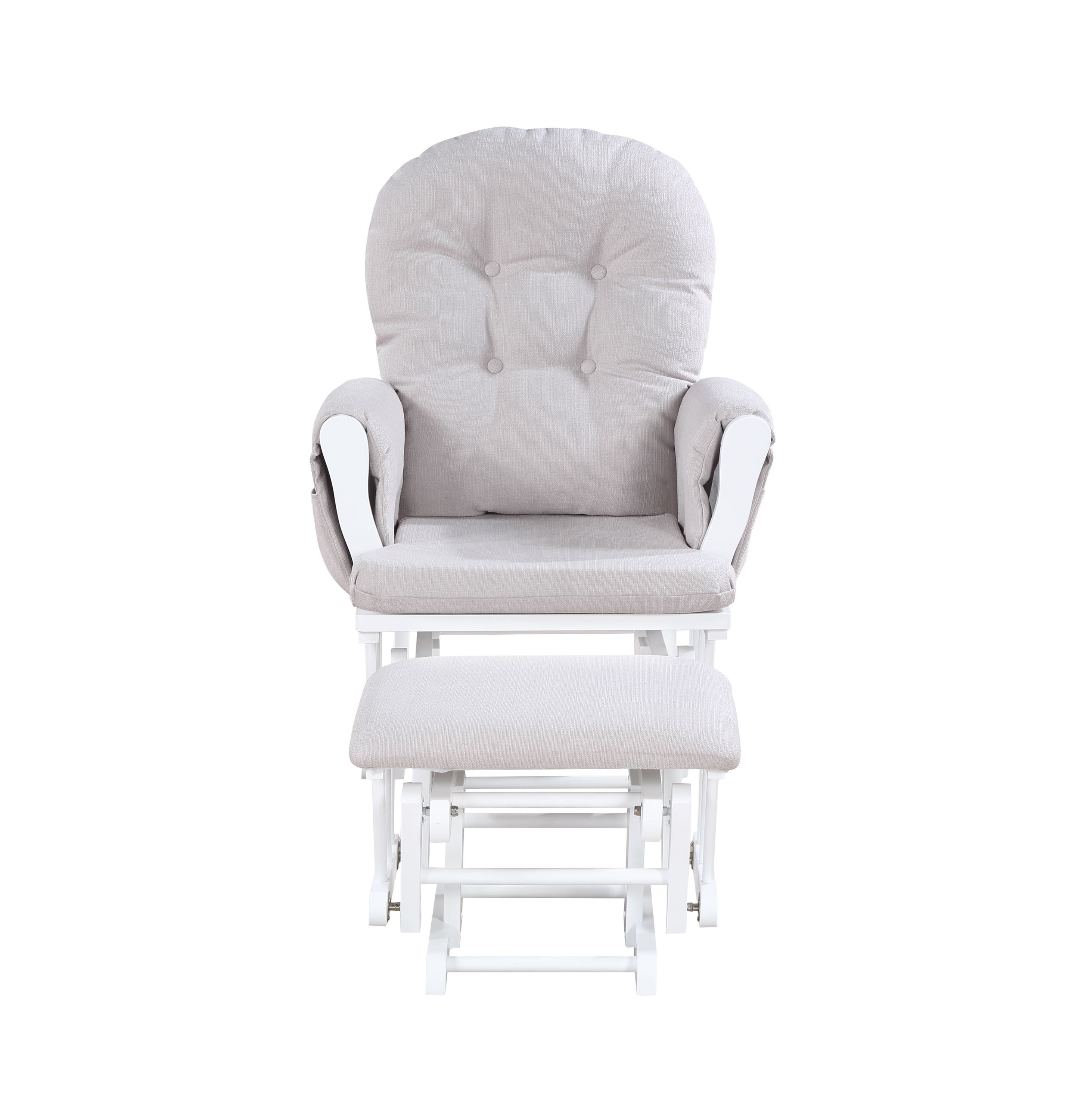 Mason - Glider And Ottoman White Wood