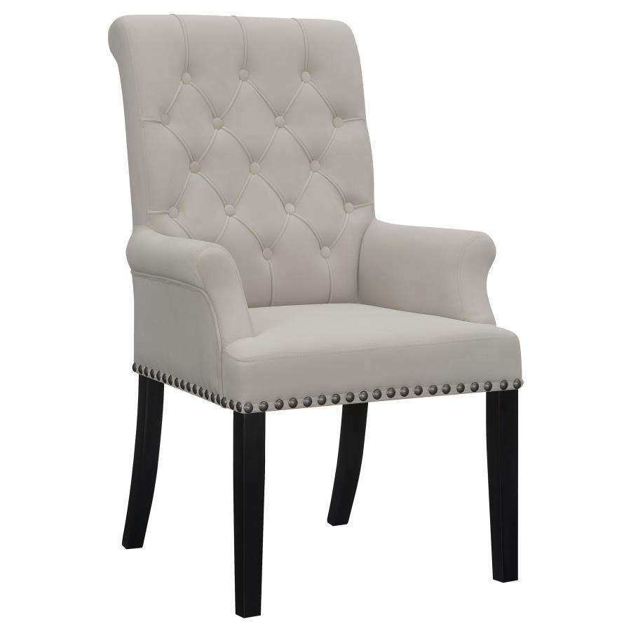 Alana - Upholstered Dining Arm Chair White by CoasterElevations | Bel Furniture
