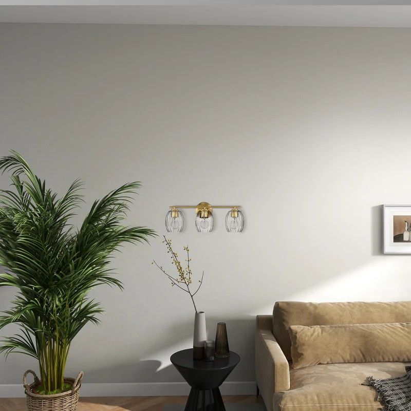 Luster - 3 Lights Vanity With Clear For Bathrooms Above Mirror Wall Lamp Satin - Clear / Gold by Ashcroft Furniture | Bel Furniture