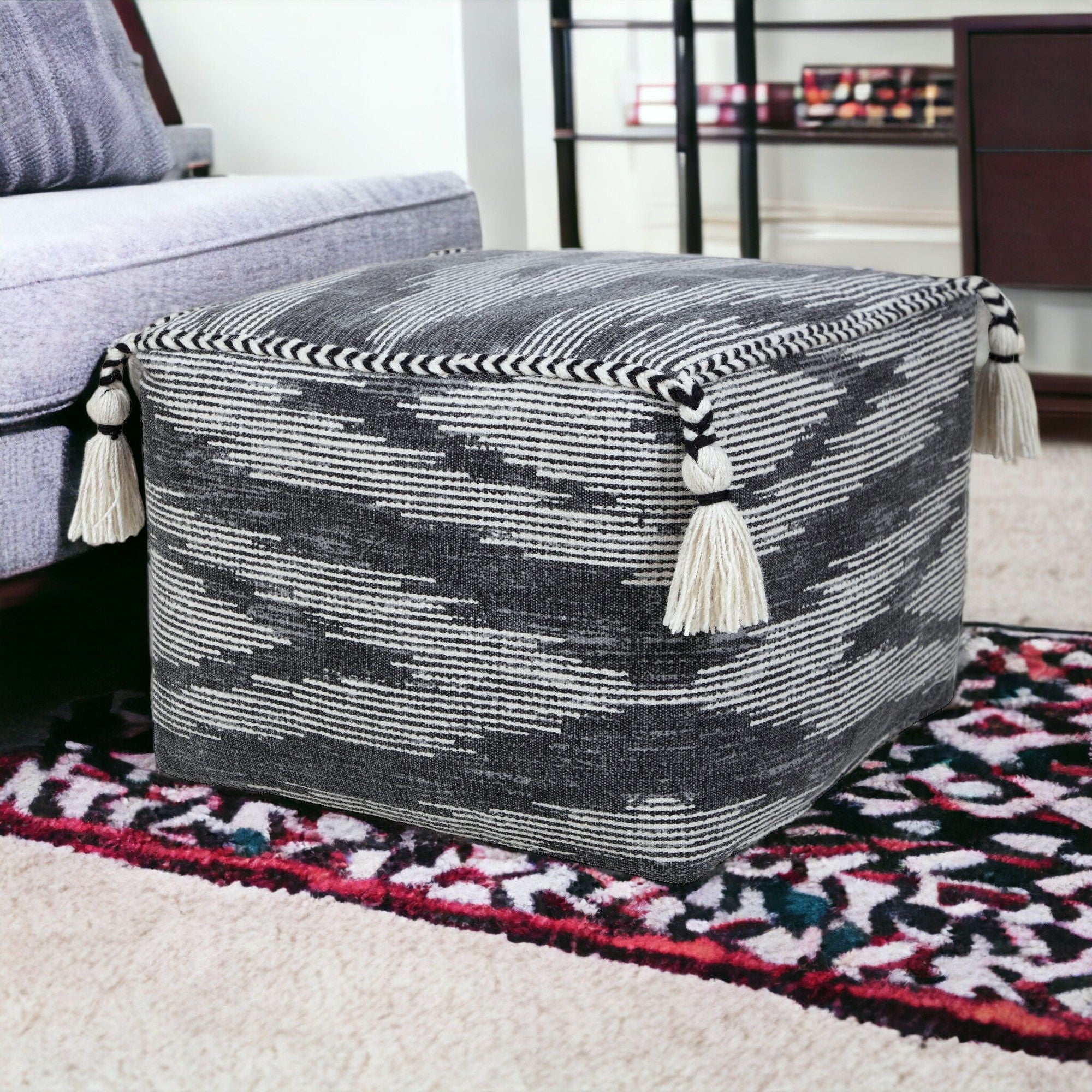 Cotton Ottoman Square - Gray