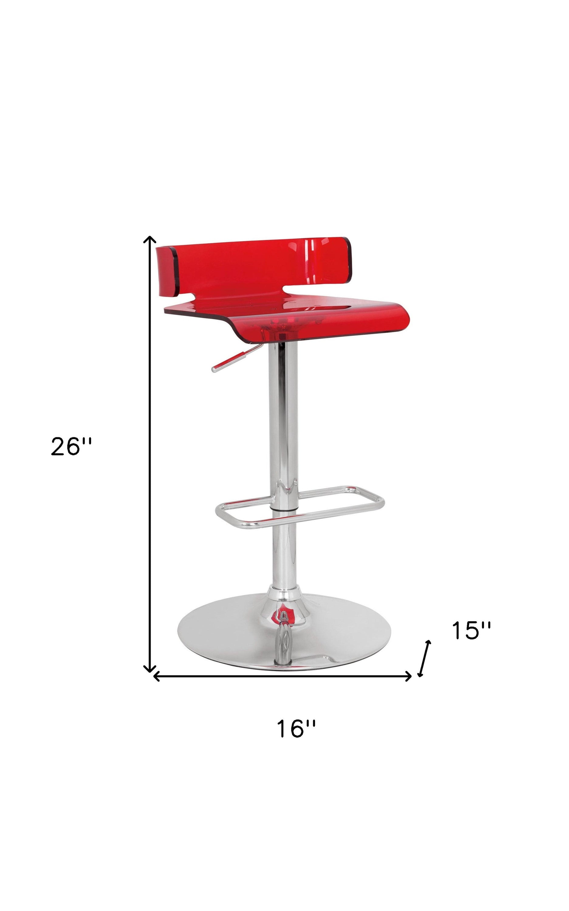 Metal Low Back Counter Height Bar Chair - Red / Silver