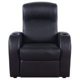Cyrus - Upholstered Track Arm Recliner - Black by CoasterEssence | Bel Furniture