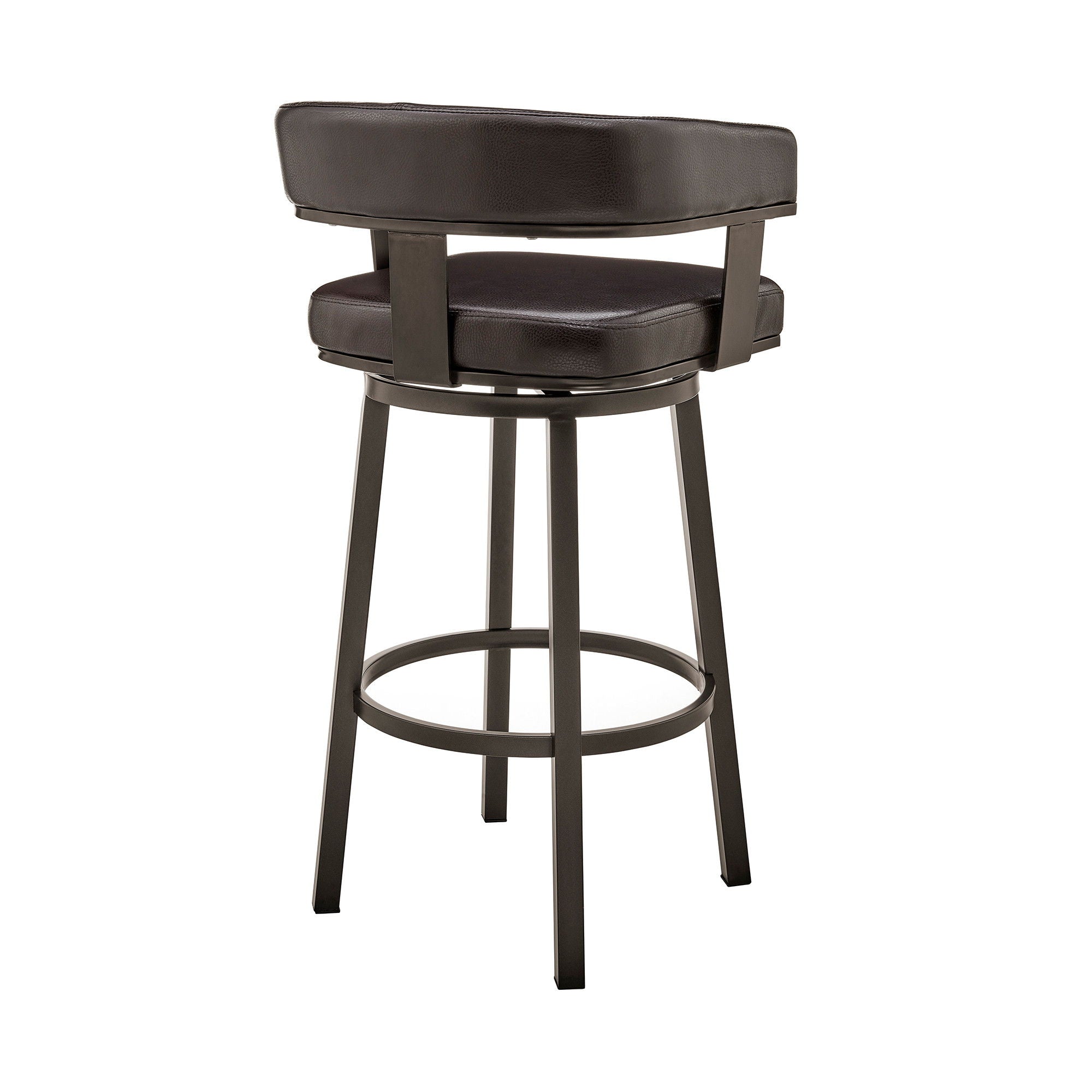 Faux Leather Swivel Low Back Bar Height Bar Chair - Chocolate And Gray