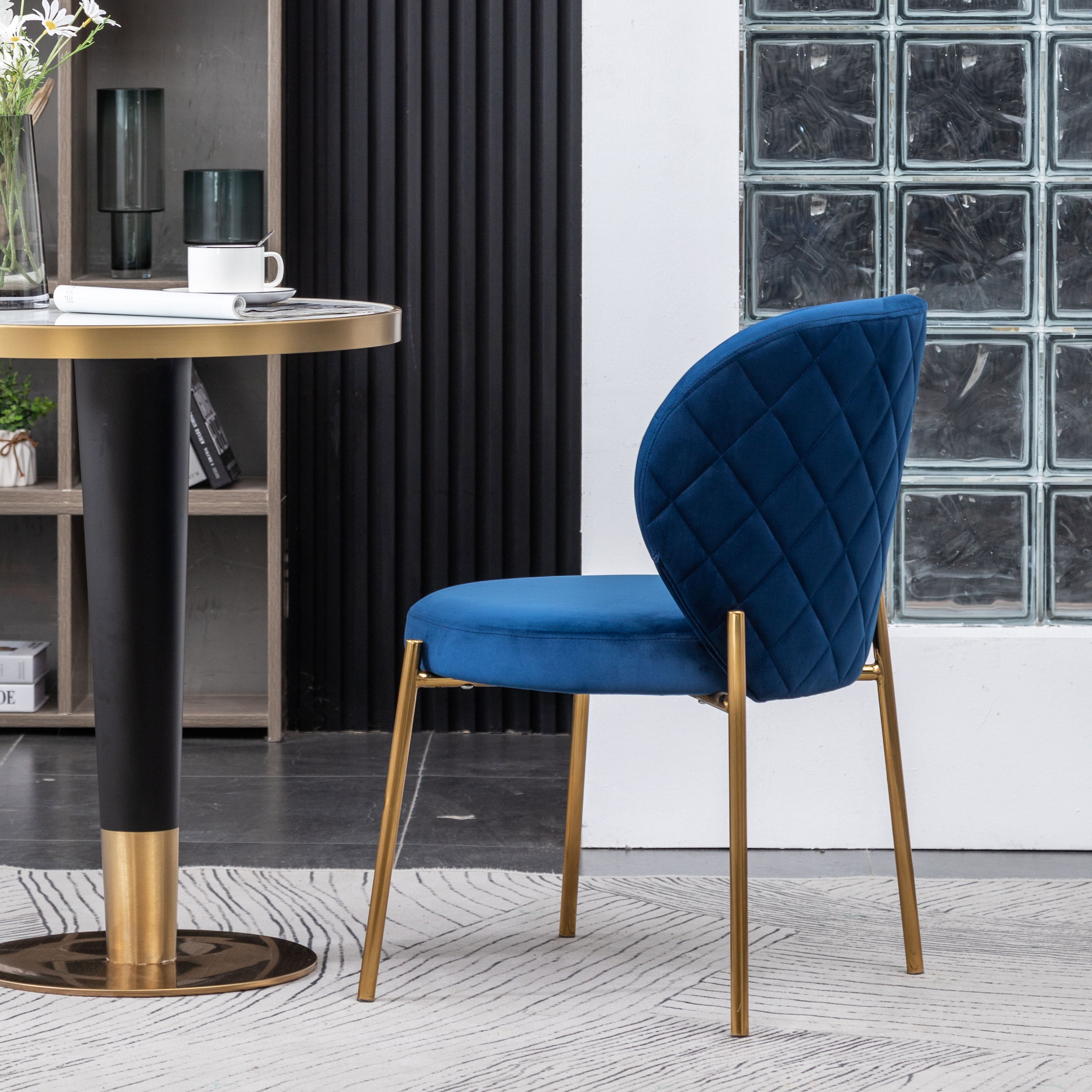 Amoa - Contemporary Velvet Upholstery Dining Chair - Blue