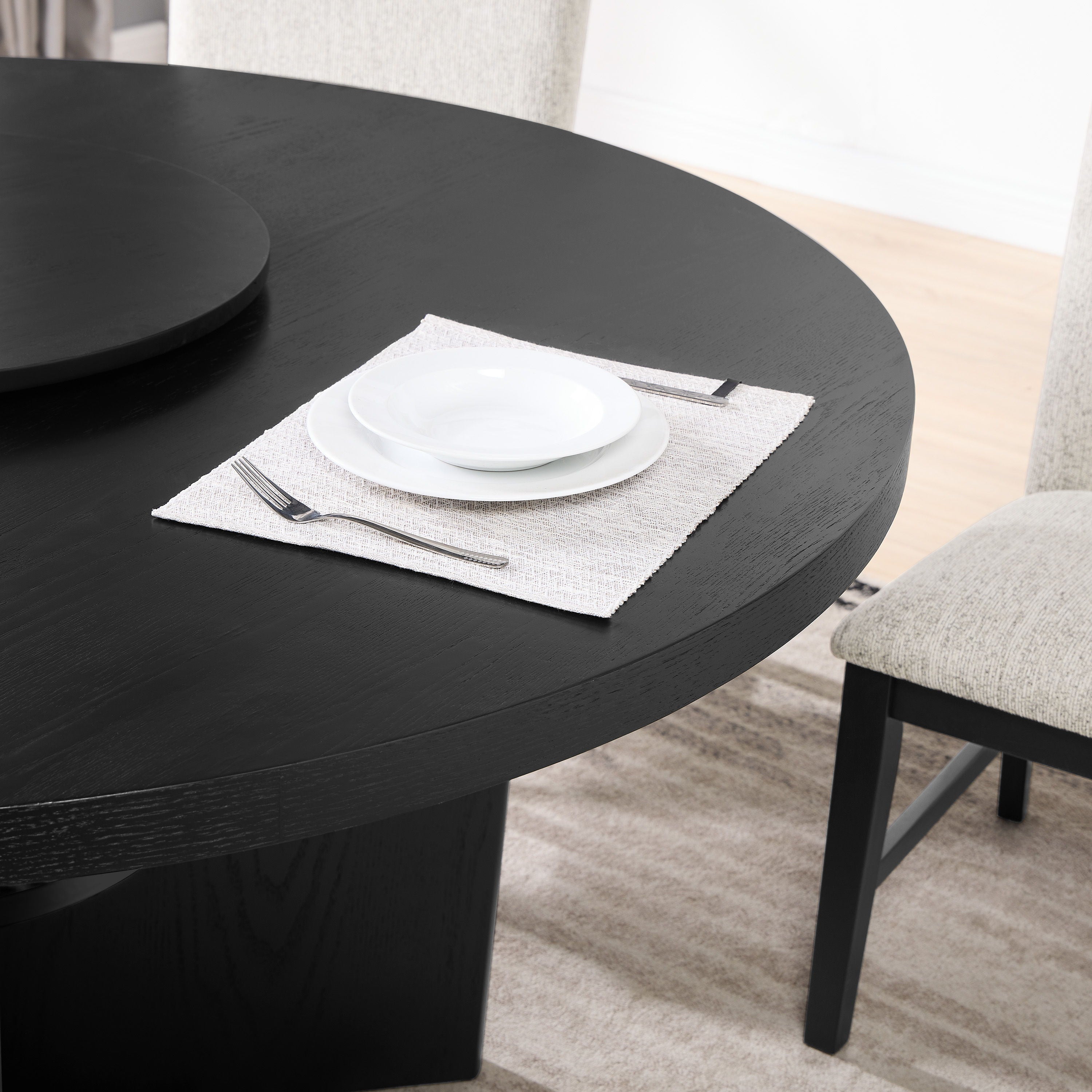 Rupert - Round Table With Lazy Susan - Charcoal