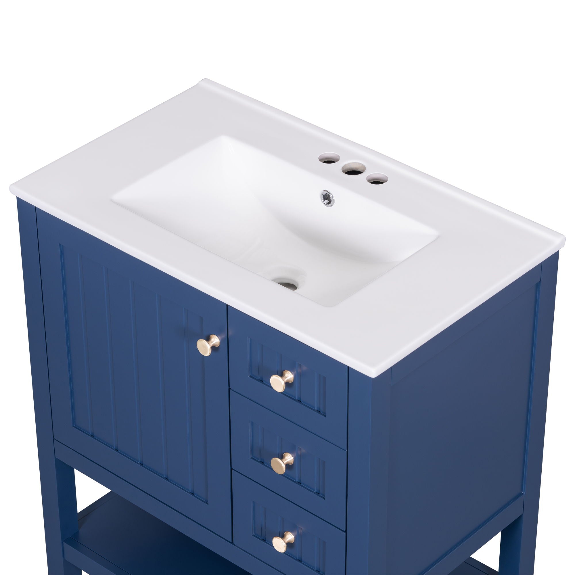 Transitional Style Bathroom Vanity Cabinet Combo With Ceramic Sink