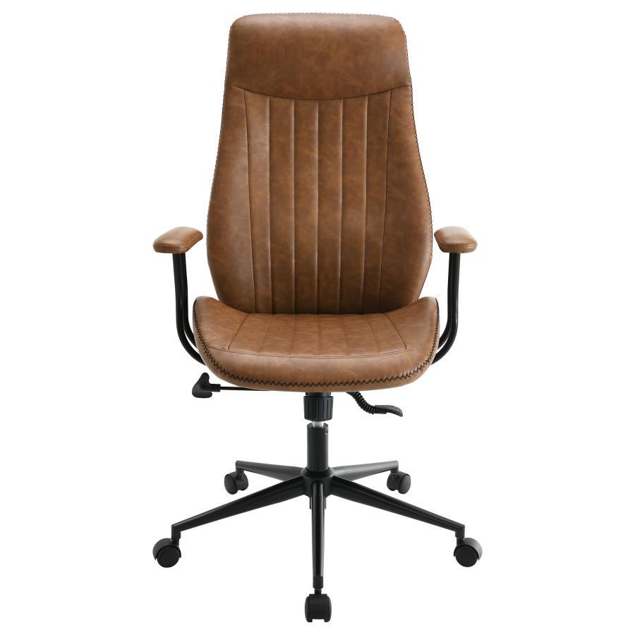 Ranger - Upholstered Adjustable Home Office Desk Chair - Brown by CoasterEveryday | Bel Furniture