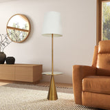 Celestial - Modern Floor Lamp With Accent Table With Large Shade - Gold / White by Ashcroft Furniture | Bel Furniture