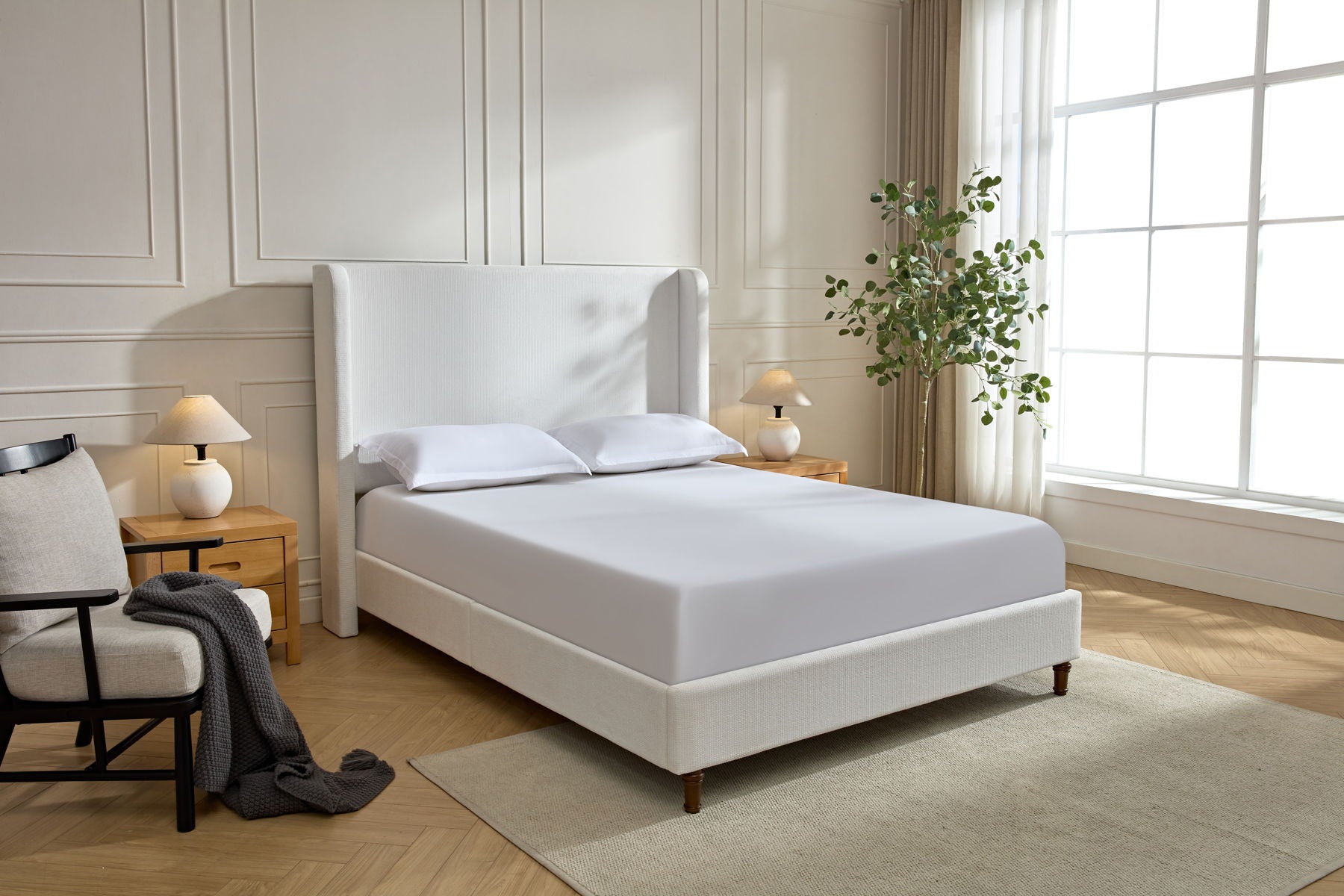 Harper - Tall Headboard Upholstered Bed / High Headboard / Elegant Simplicity / No Box Spring Needed