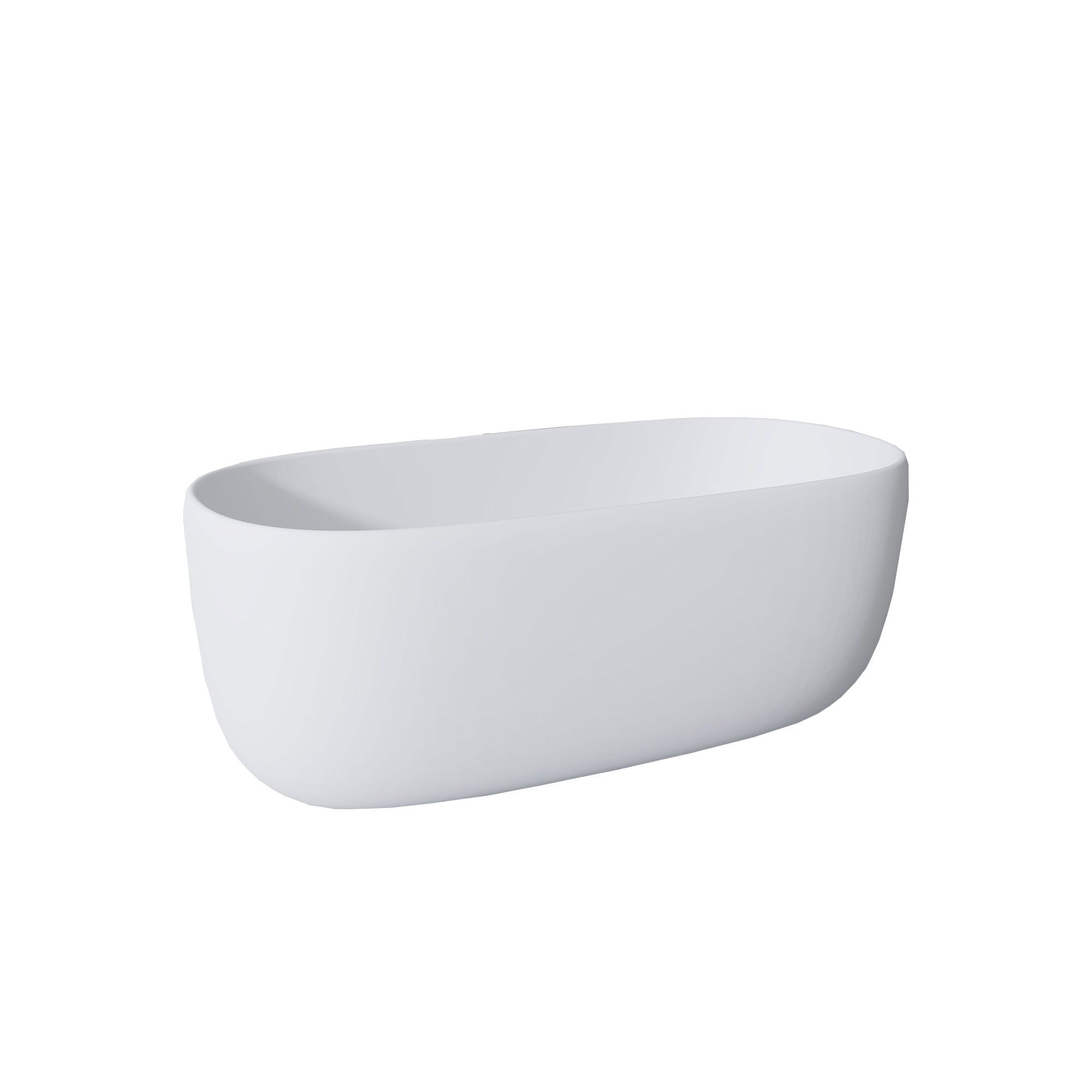 Freestanding Bathtub Resin Stone Soaking Bathtub Solid Surface Modern Tubs With Overflow And Pop-Up Drain - Matte White