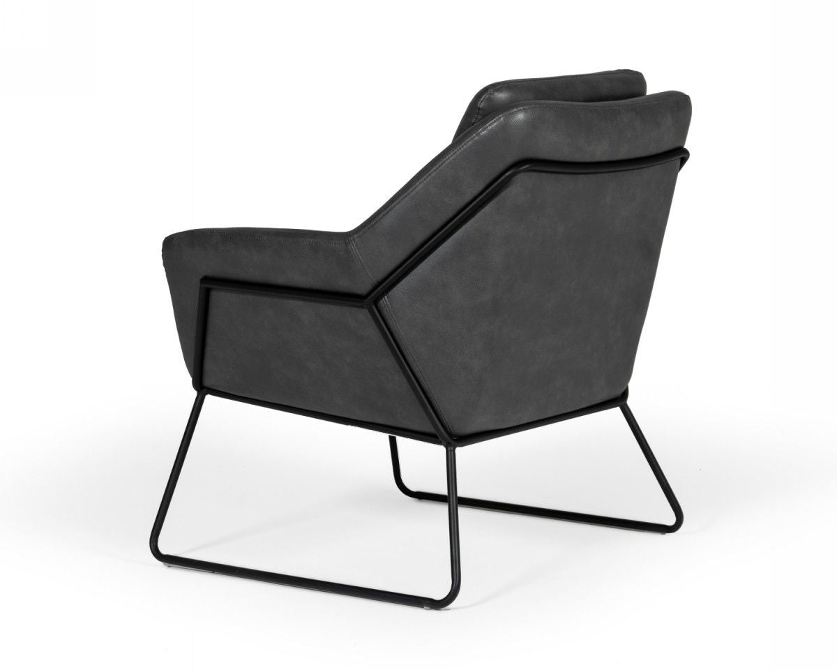 Faux Leather Lounge Chair - Dark Gray / Black