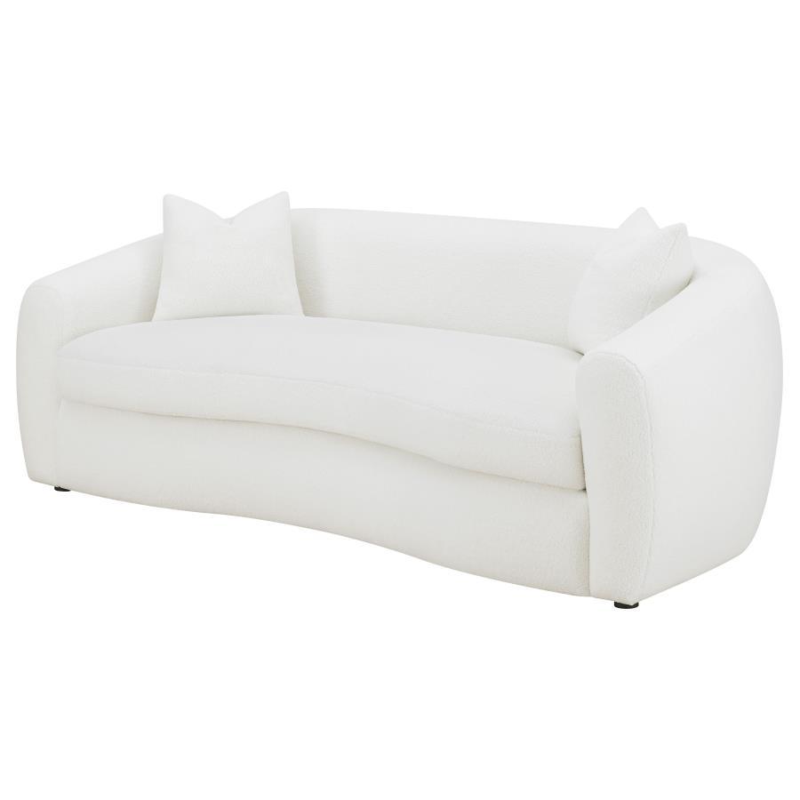 Isabella - Faux Sheepskin Upholstered Sofa Natural - Ivory by CoasterElevations | Bel Furniture