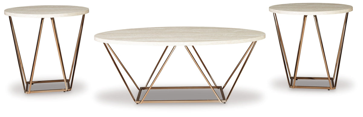 Tarica - Occasional Table Set (Set of 3) - White / Metallic - view 2