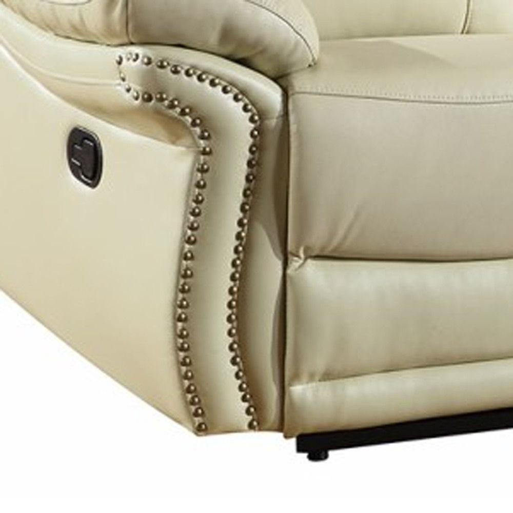 Faux Leather Sofa - Beige / Black