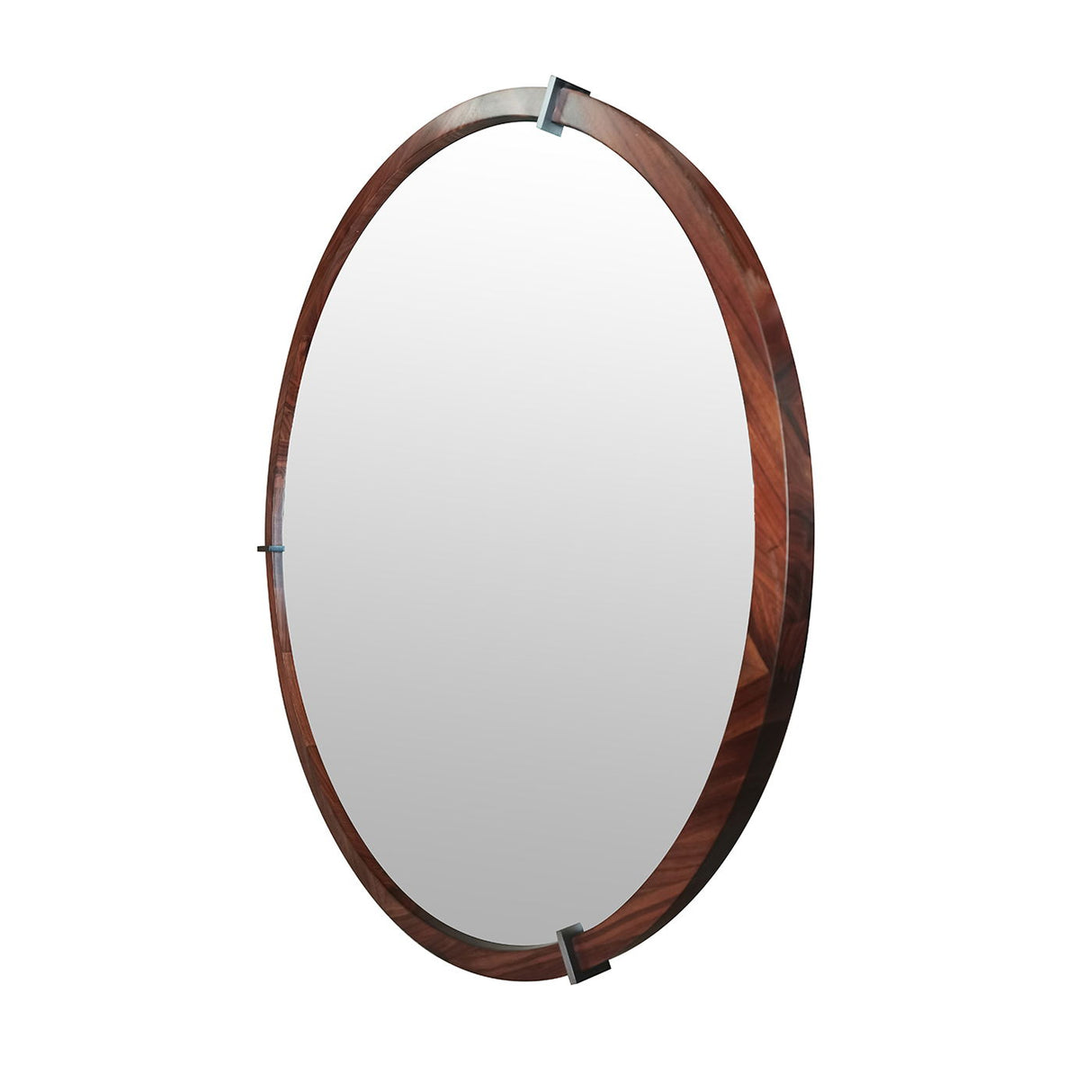 Hausen - Mid-Century Modern Round Accent Wall Mirror - Brown Walnut by Jennifer Taylor Home | Bel Furniture