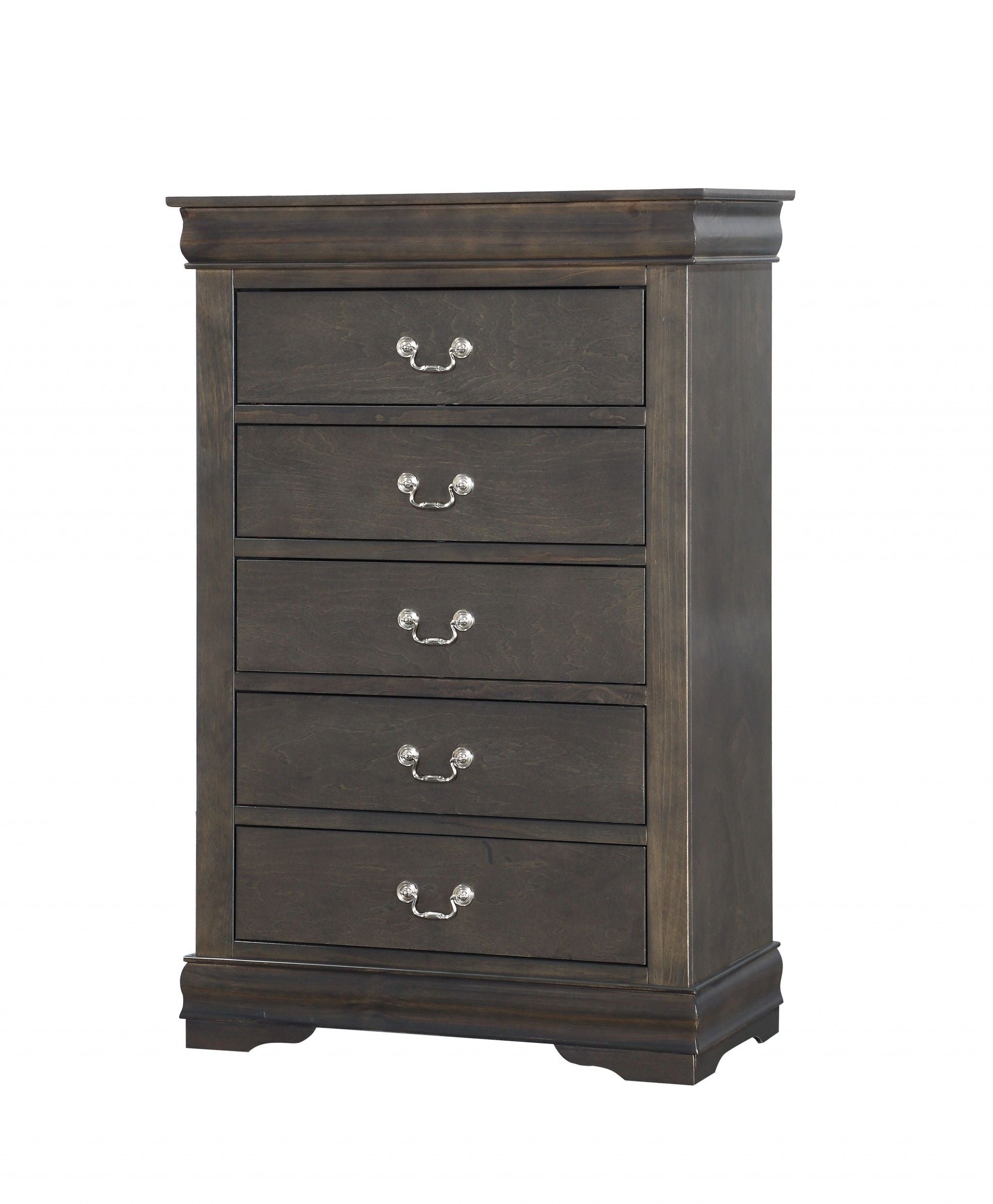 Solid Wood Five Drawer Lingerie Chest - Light Brown