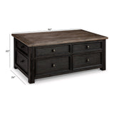 Tyler Creek - Lift Top Cocktail Table - Grayish Brown / Black