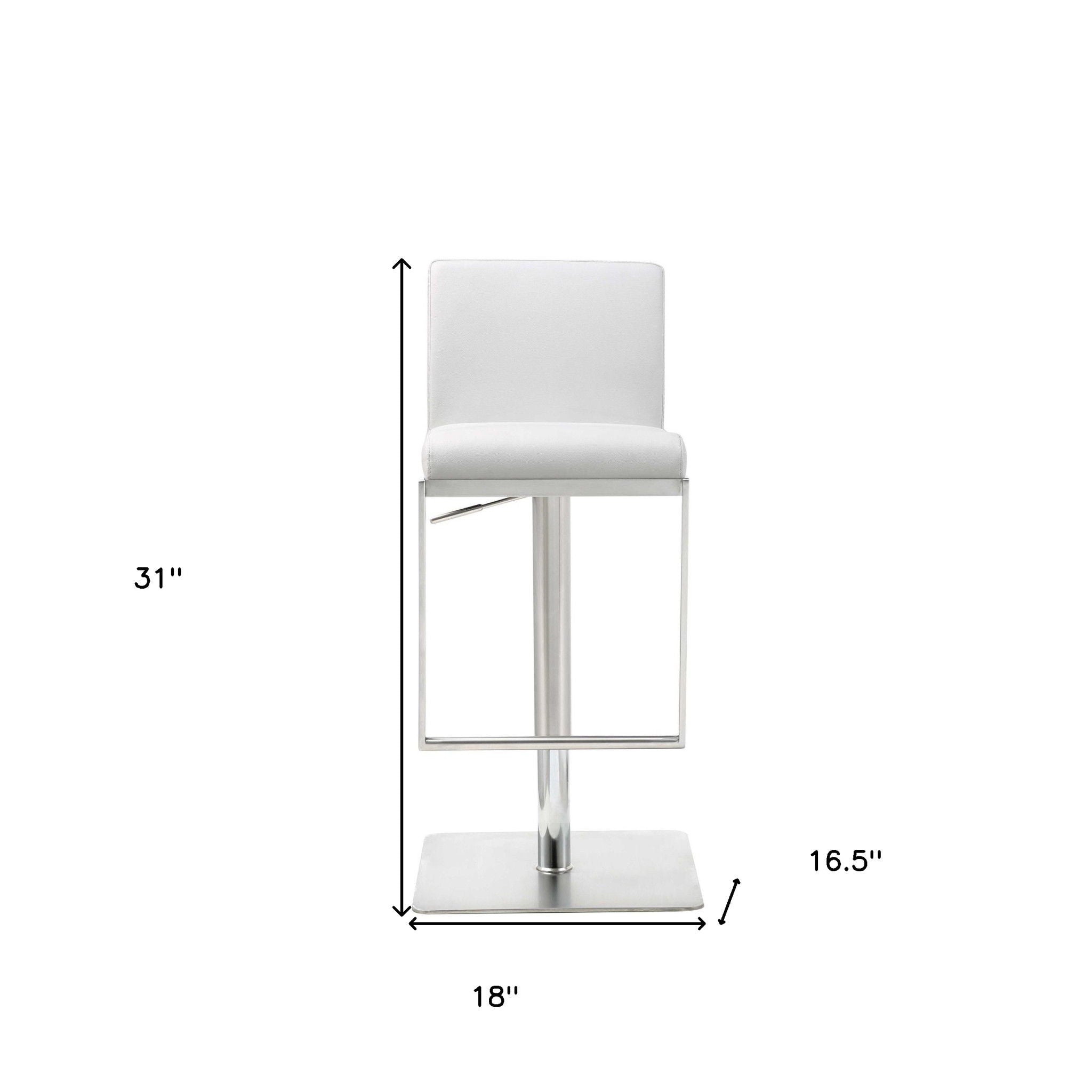 Stainless Steel Bar Chair - White / Silver