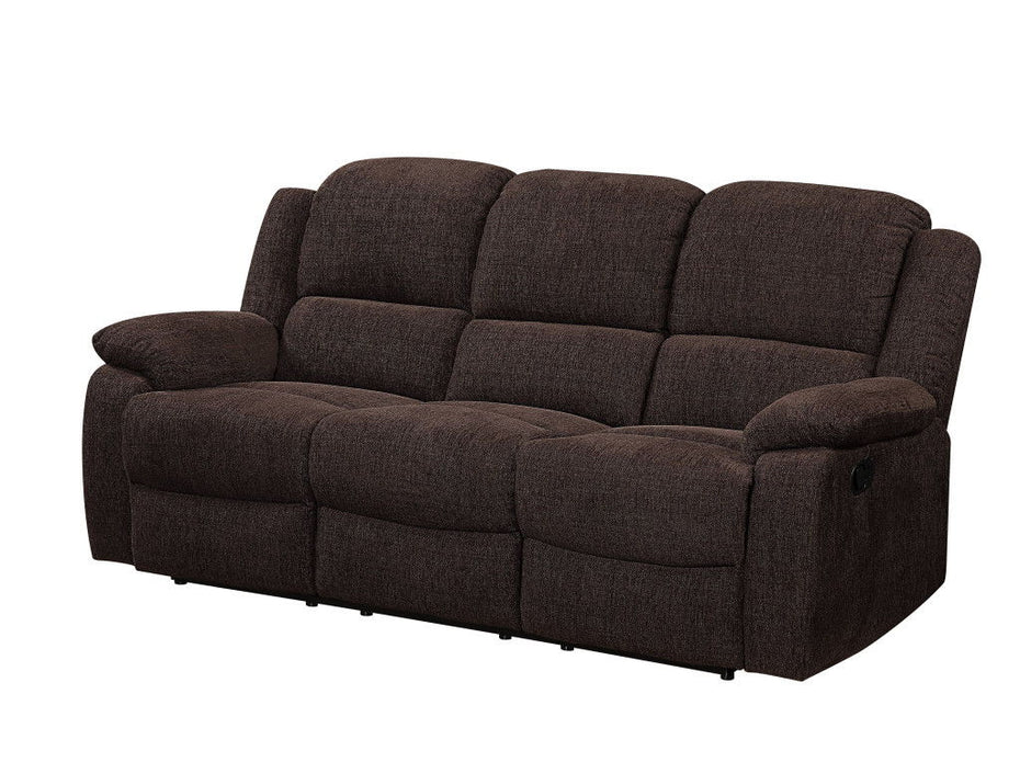 Chenille Reclining Sofa With Black Legs - Brown