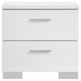 Felicity - 2-Drawer Nightstand - White High Gloss by CoasterEssence | Bel Furniture