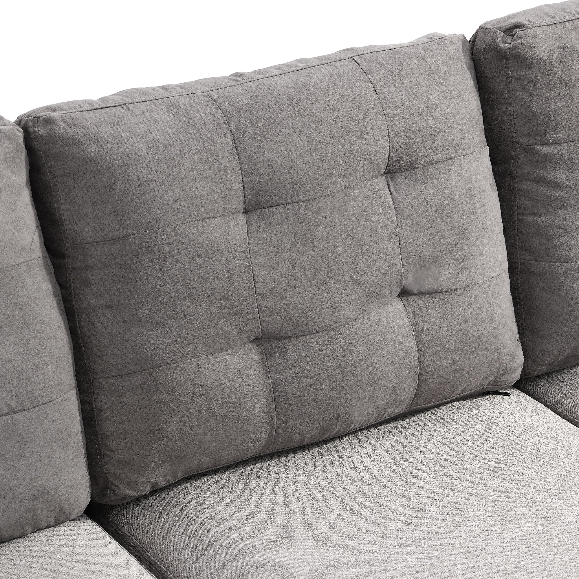 Sofa Set With Chaise Lounge And Storage Ottoman - Gray