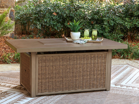 Laguna Heights - Rectangular Fire Pit Table - Beige - view 4