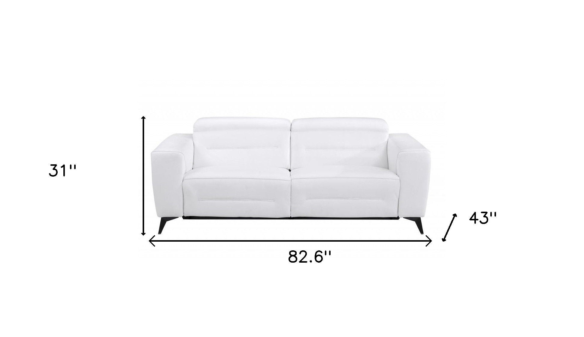 Italian Leather USB Sofa Silver Legs - White