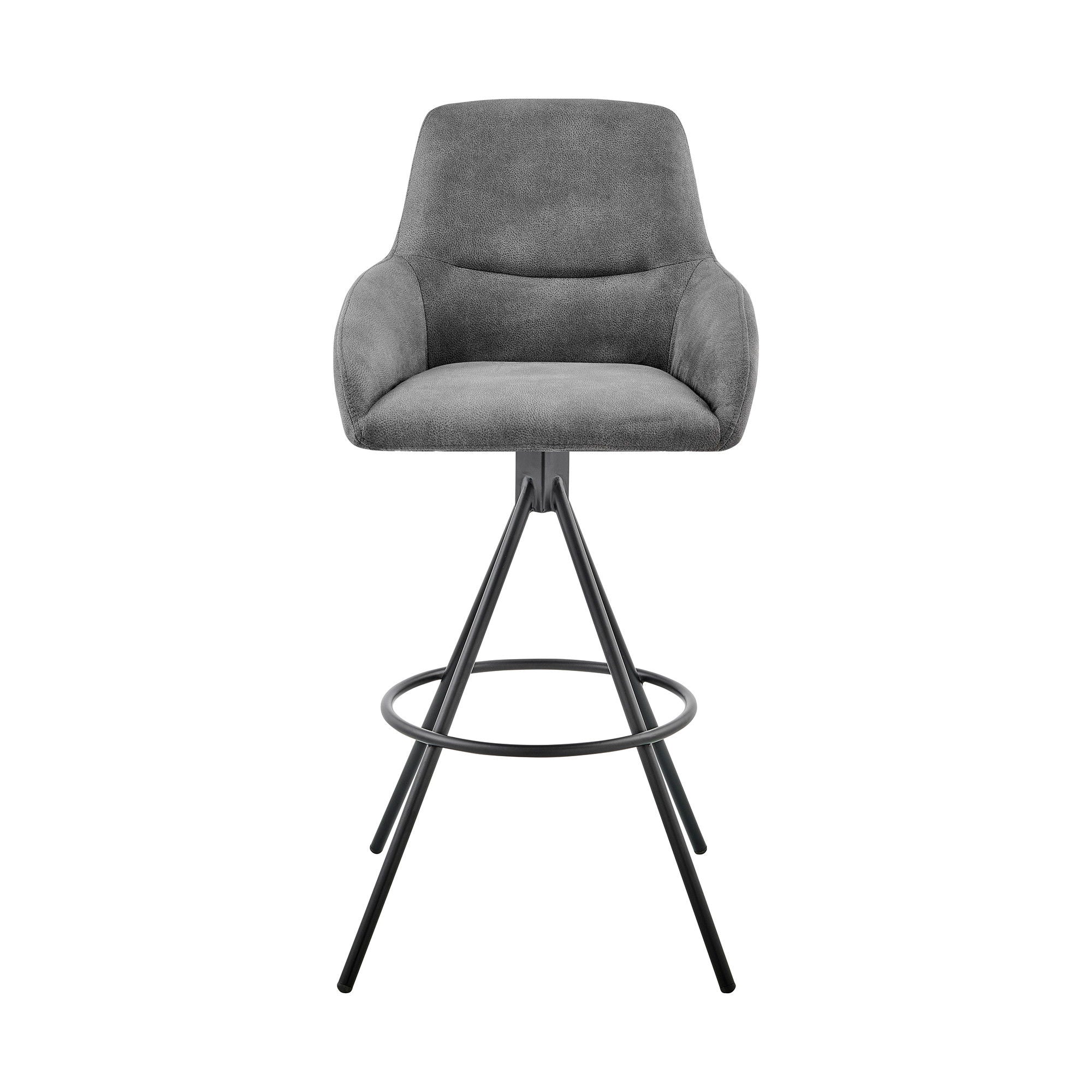 41" Iron Bar Height Bar Chair - Charcoal / Black