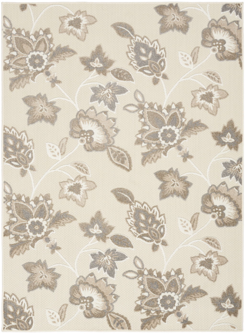 9' X 12' Floral Stain Resistant Area Rug Non Skid - Beige