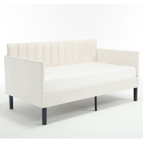 Elena - Boucle Upholstered Daybed, Ribbed Tufted Backrest - view 7