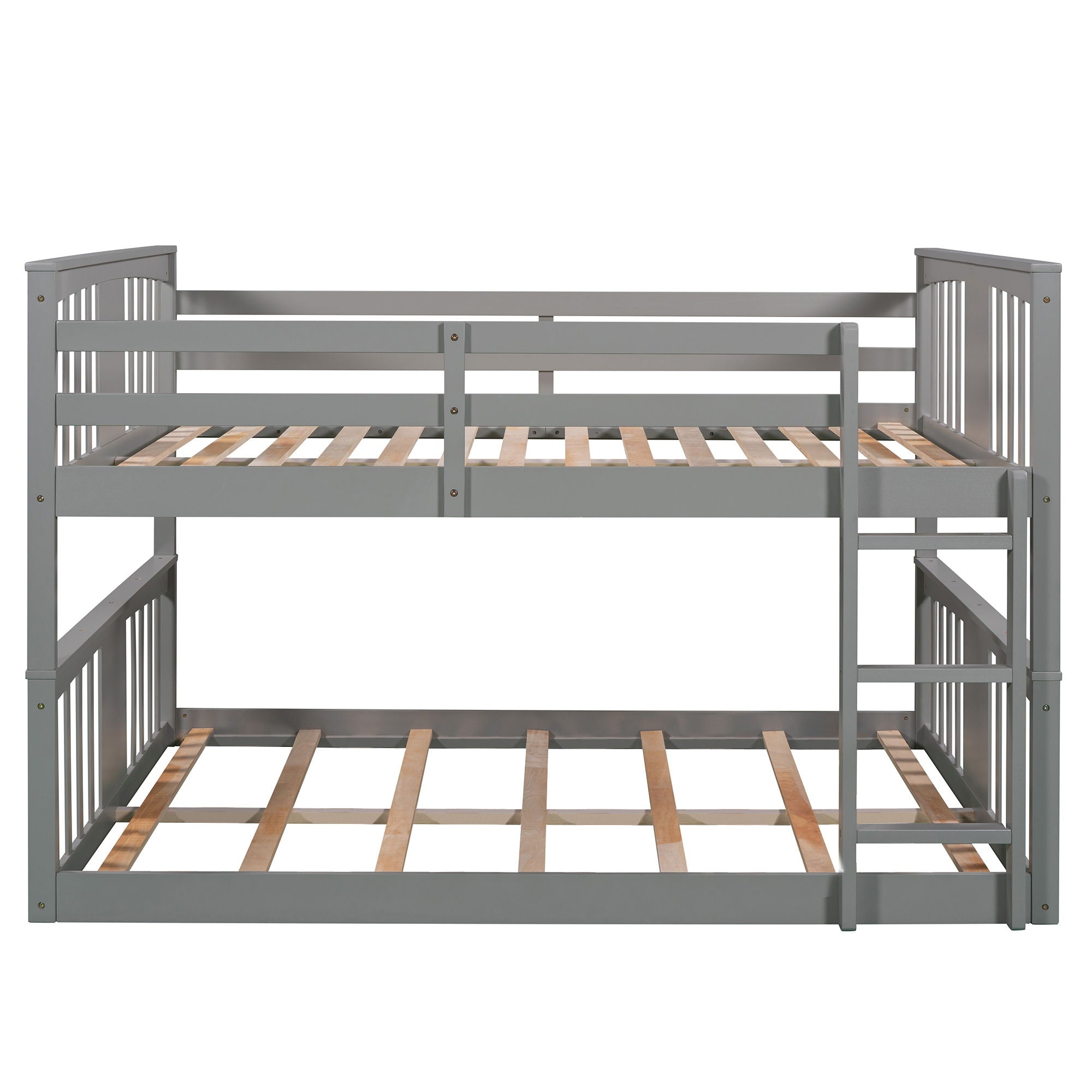 Full Over Full Bunk Bed With Ladder - Gray