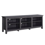 Modern Transitional 3 Shelf Open Storage 70" TV Stand For 80" TVs Dark Gray None by Walker Edison | Bel Furniture