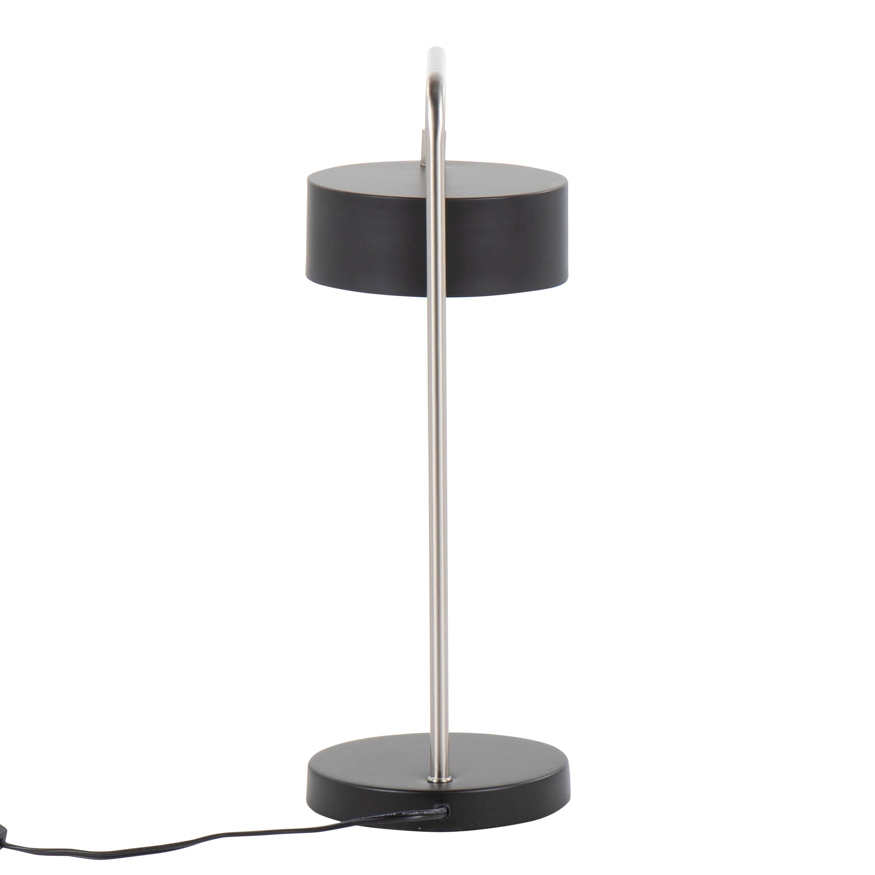 Puck - Contemporary Table Lamp - Nickel / Black