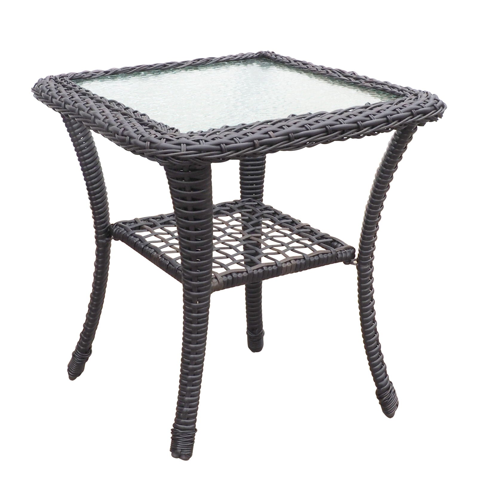 3 Pieces Conversation Set, Outdoor Wicker Rocker Swivel Patio Bistro Set, Rocking Chair With Glass Top Side Table