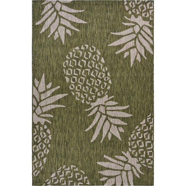 2' X 3' Floral Indoor / Outdoor Area Rug - Green