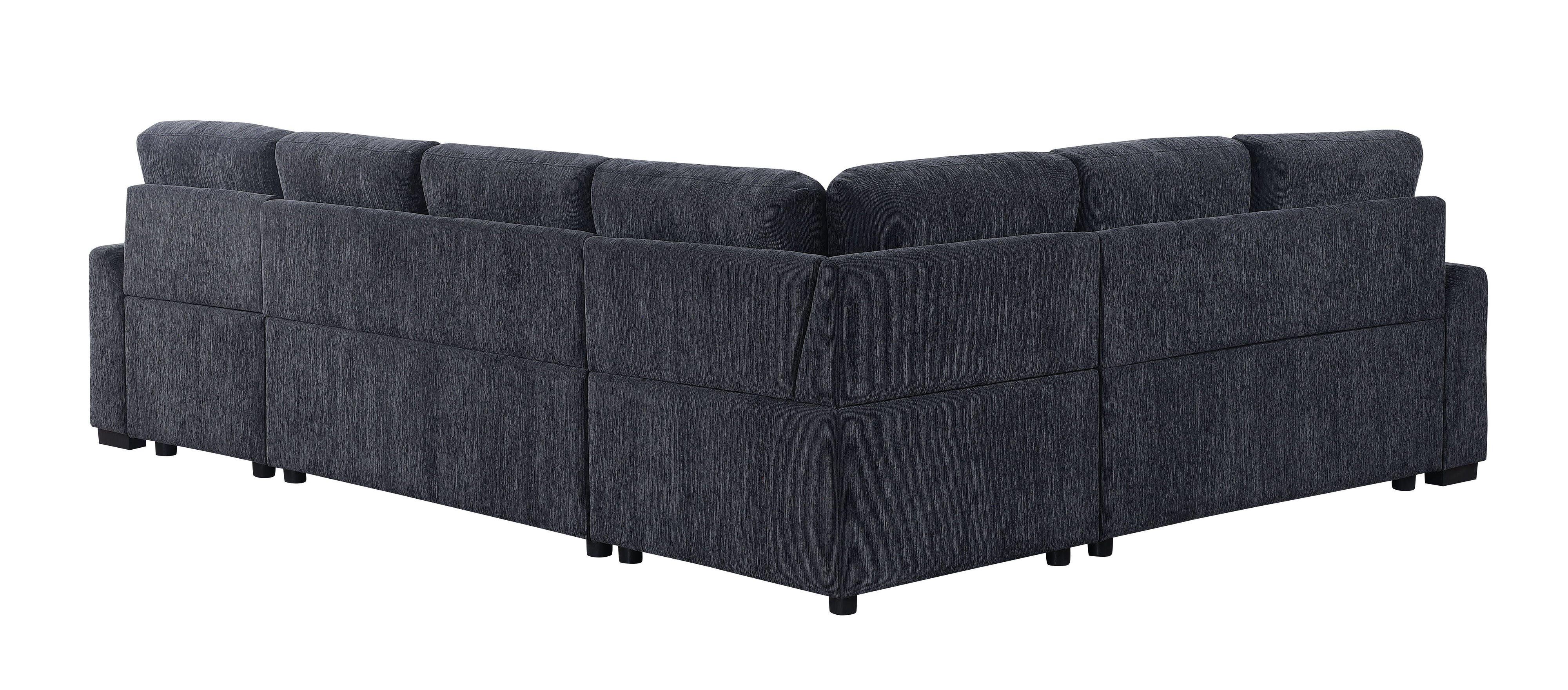 Nyhan - Upholstered Corner Sectional With Pull Out Loveseat And Storaged Chaise