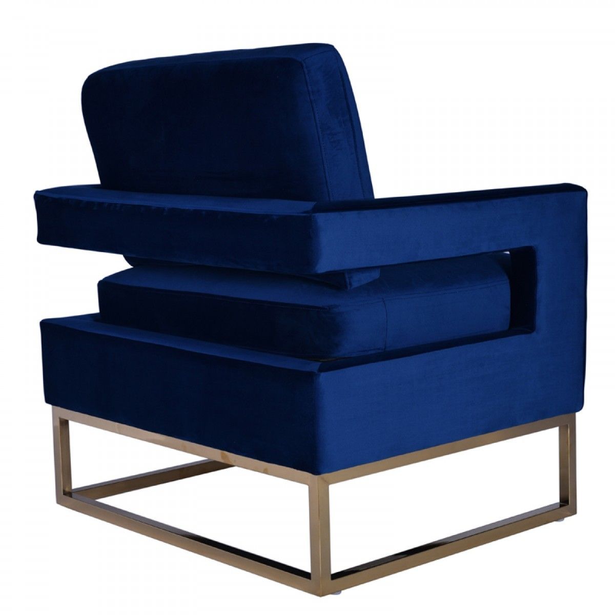 Stylish Velvet Steel Chair - Blue / Gold